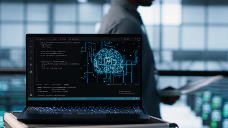 Notebook used by AI IT experts, close up